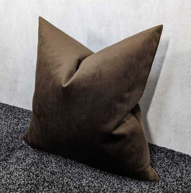 Chocolate Brown Velvet Cushion Cover in Knitted Soft Fabric Cushion Cover - image 1