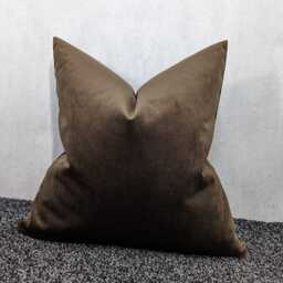 Chocolate Brown Velvet Cushion Cover in Knitted Soft Fabric Cushion Cover - thumbnail 4