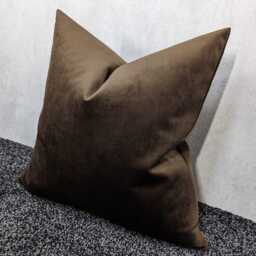 Chocolate Brown Velvet Cushion Cover in Knitted Soft Fabric Cushion Cover - thumbnail 3