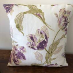 One Cushion Cover Made in Laura Ashley Gosford Plum Purple Tulip Floral Pattern Lounge Bedroom Armchair Couch Cottage Birthday Present - thumbnail 3