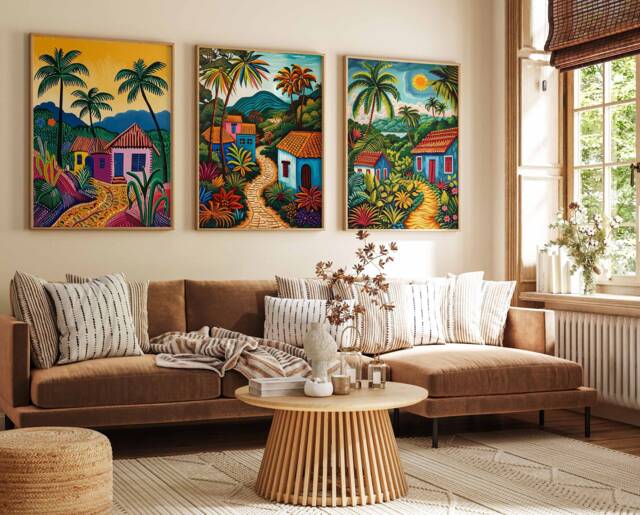 Set Of 3 Haiti Posters, Vintage Haitian Aesthetic Prints, Caribbean Travel Art, Floral Wall Art Poster, Tropical - image 1