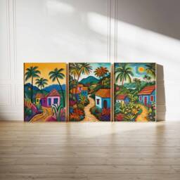 Set Of 3 Haiti Posters, Vintage Haitian Aesthetic Prints, Caribbean Travel Art, Floral Wall Art Poster, Tropical - thumbnail 3