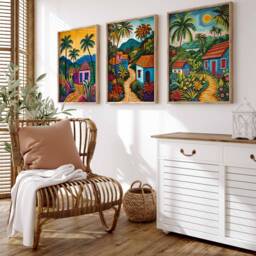 Set Of 3 Haiti Posters, Vintage Haitian Aesthetic Prints, Caribbean Travel Art, Floral Wall Art Poster, Tropical - thumbnail 2