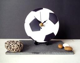 Football Desk Clock - Soccer Small Wall Decoupage Photo Black & White