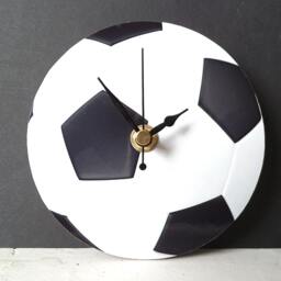 Football Desk Clock - Soccer Small Wall Decoupage Photo Black & White - thumbnail 2