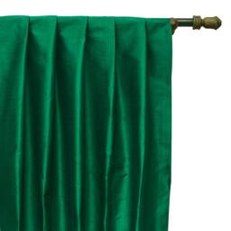 Dark Emerald Green Art Silk Curtain Panels, Faux Curtains - Rod Pocket, Grommet, Box Pleat, Three Pinch Pleat, Tab Top & Plain Ring Top - thumbnail 1