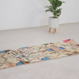 Moroccan Runner Boujaad - Runner Rug Colorful Beige 2x10 Hallway Genuine Lamb Wool - thumbnail 3