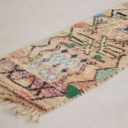 Moroccan Runner Boujaad - Runner Rug Colorful Beige 2x10 Hallway Genuine Lamb Wool - thumbnail 2