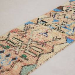 Moroccan Runner Boujaad - Runner Rug Colorful Beige 2x10 Hallway Genuine Lamb Wool - thumbnail 4