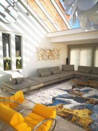Large Abstract Acrylic Wall Art, Mustard & Grey, Original Artwork - thumbnail 1
