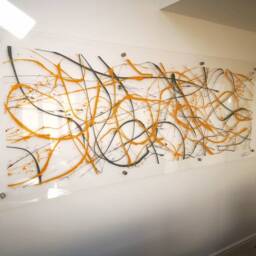 Large Abstract Acrylic Wall Art, Mustard & Grey, Original Artwork - thumbnail 2