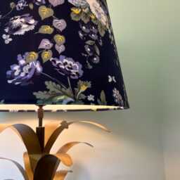 Navy Floral Velvet Drum Lampshade, Empire Light Shade - thumbnail 2