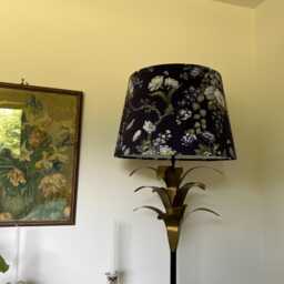 Navy Floral Velvet Drum Lampshade, Empire Light Shade - thumbnail 3