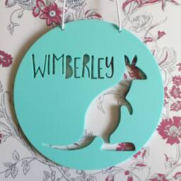 Kangaroo Personalised Wooden Wall Hanging-Nursery Decor-Plaque-Kids Decor-Kids Gift-Baby Gift-Lasercut-Personalized Wall Hanging-Bamboo - thumbnail 3