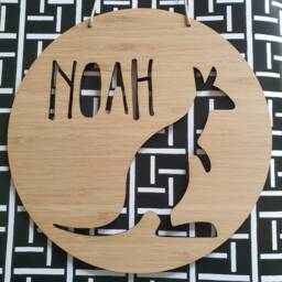 Kangaroo Personalised Wooden Wall Hanging-Nursery Decor-Plaque-Kids Decor-Kids Gift-Baby Gift-Lasercut-Personalized Wall Hanging-Bamboo - thumbnail 2