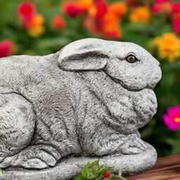 Concrete Hare Statue Sitting Rabbit Figurine Outdoor Garden Sculpture Cement Animal Decoration Stone Lawn Ornament Gift For Bunny Lover - thumbnail 3