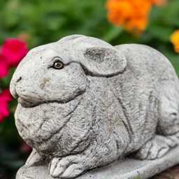 Concrete Hare Statue Sitting Rabbit Figurine Outdoor Garden Sculpture Cement Animal Decoration Stone Lawn Ornament Gift For Bunny Lover - thumbnail 4