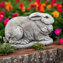 Concrete Hare Statue Sitting Rabbit Figurine Outdoor Garden Sculpture Cement Animal Decoration Stone Lawn Ornament Gift For Bunny Lover - thumbnail 1