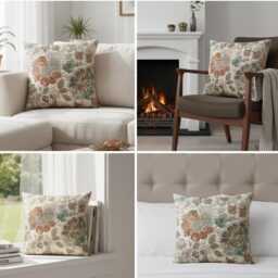 Autumn Wildflower Pillowcase - Boho Farmhouse Botanical Cushion Cover - 18x18 - thumbnail 4
