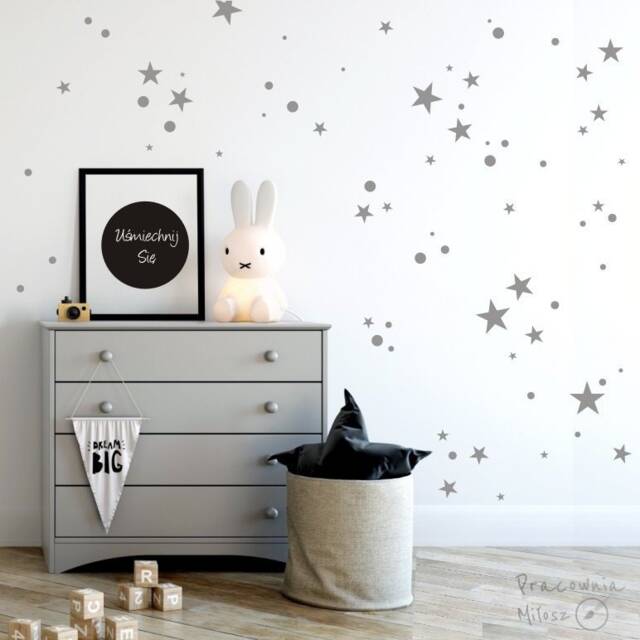 Gold Star & Dots Vinyl Wall Decal Sticker Decor, Gold Stars, Nursery Wall Art, Childs Room Star Decals - image 1