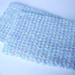 Pastel Crochet Baby Blanket, Handmade Acrylic Blend - 30x32 Inches - thumbnail 2