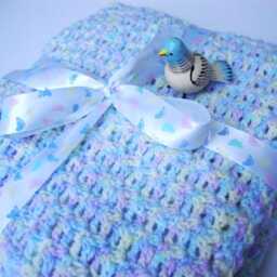 Pastel Crochet Baby Blanket, Handmade Acrylic Blend - 30x32 Inches - thumbnail 4