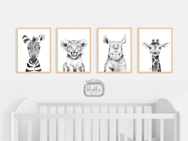 Safari Animals Nursery Print Set, Kids Room Decor - image 1