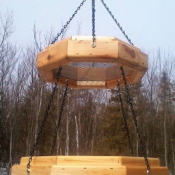 Double Hanging Octagon Platform Bird Or Squirrel Feeder Cedar Wood Tbnup 1Do - thumbnail 4