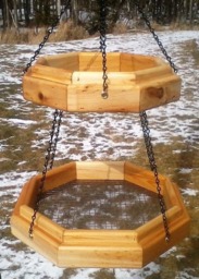 Double Hanging Octagon Platform Bird Or Squirrel Feeder Cedar Wood Tbnup 1Do
