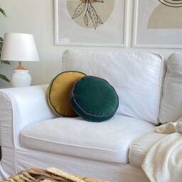 Round Pillows, 30 Color Pillows, Cover & Insert, Customizable Piping Colors, Velvet Round Chair Pad Cushion, Floor Cushion - thumbnail 2
