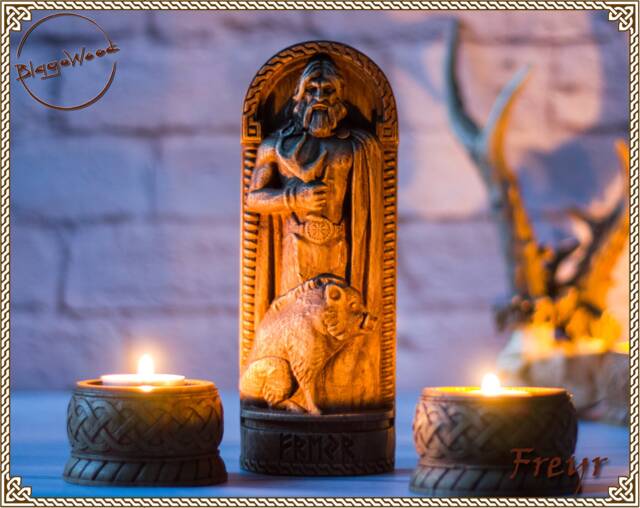 Freyr, Norse Pagan God Statue, For Asatru Altar Kit & Heathen Ritual - image 1