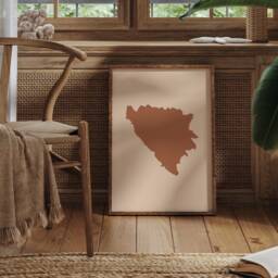 Bosnia & Herzegovina Map Boho Wall Art Print Mid Century Travel Poster - thumbnail 1