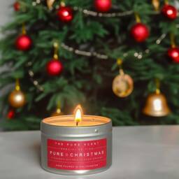 Handmade Christmas Soy Candle Tin, Spicy Nutmeg Clove Scent - thumbnail 1