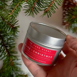 Handmade Christmas Soy Candle Tin, Spicy Nutmeg Clove Scent - thumbnail 2