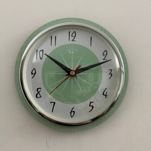 Jadeite Green Mid-Century Wall Clock Atomic Jetsons Style - image 1