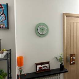 Jadeite Green Mid-Century Wall Clock Atomic Jetsons Style - thumbnail 4