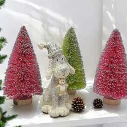 Rainbow Sisal Christmas Tree Set Colorful Mantel Decor - thumbnail 3