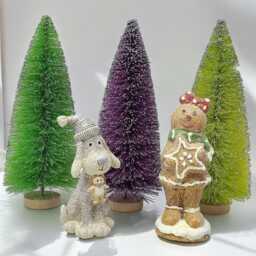 Rainbow Sisal Christmas Tree Set Colorful Mantel Decor - thumbnail 4