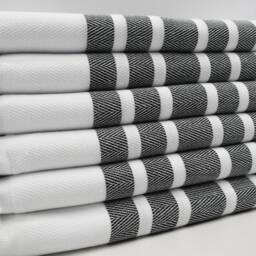 "White & Black Towel, Herringbone Towel, Hammam Towel, Turkish Peshtemal, 40""x70" - thumbnail 3