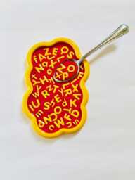 Alphabet Soup Wall Hanging/ Dopamine Decor/ Maximalist Fake Food/ Food Pop Art/ Sculpture/ Funky Unique Gift - thumbnail 1