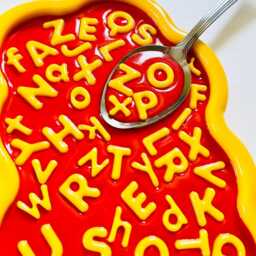 Alphabet Soup Wall Hanging/ Dopamine Decor/ Maximalist Fake Food/ Food Pop Art/ Sculpture/ Funky Unique Gift - thumbnail 2