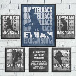 Football Position Artwork Personalized For Quarterback Wide Receiver Lineman Running Back Coach & More All Positions Available - thumbnail 2