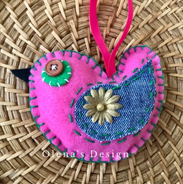 Felt Ornament Felt Bird Pink Green Easter Christmas Baby Shower Birthday Decoration Holiday Accessory D??cor Gift - image 1