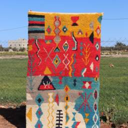 Handmade Wool Berber Rug Abstract Moroccan Boho Decor - thumbnail 2