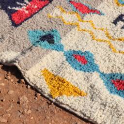 Handmade Wool Berber Rug Abstract Moroccan Boho Decor - thumbnail 3