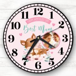 Best Mum Mother's Day Gift Deer Photo Personalised Clock - thumbnail 1