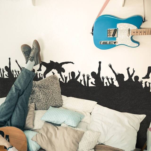 Rock Festival Crowd Wall Stencil Reusable Music Mural Decor - image 1