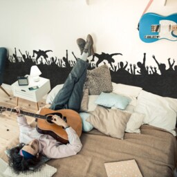 Rock Festival Crowd Wall Stencil Reusable Music Mural Decor - thumbnail 2