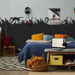 Rock Festival Crowd Wall Stencil Reusable Music Mural Decor - thumbnail 3