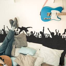 Rock Festival Crowd Wall Stencil Reusable Music Mural Decor - thumbnail 1